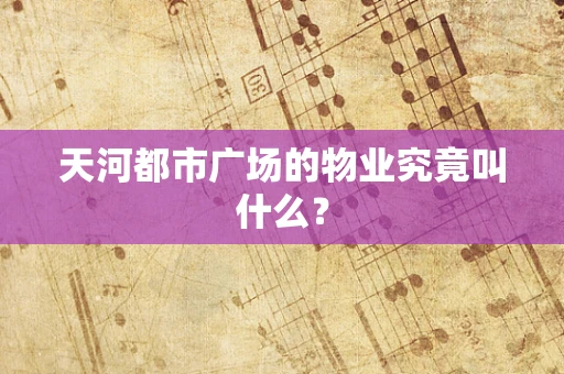 天河都市广场的物业究竟叫什么？