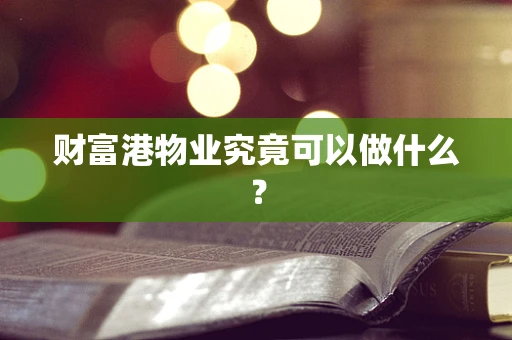 财富港物业究竟可以做什么？