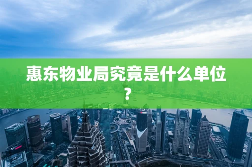 惠东物业局究竟是什么单位？